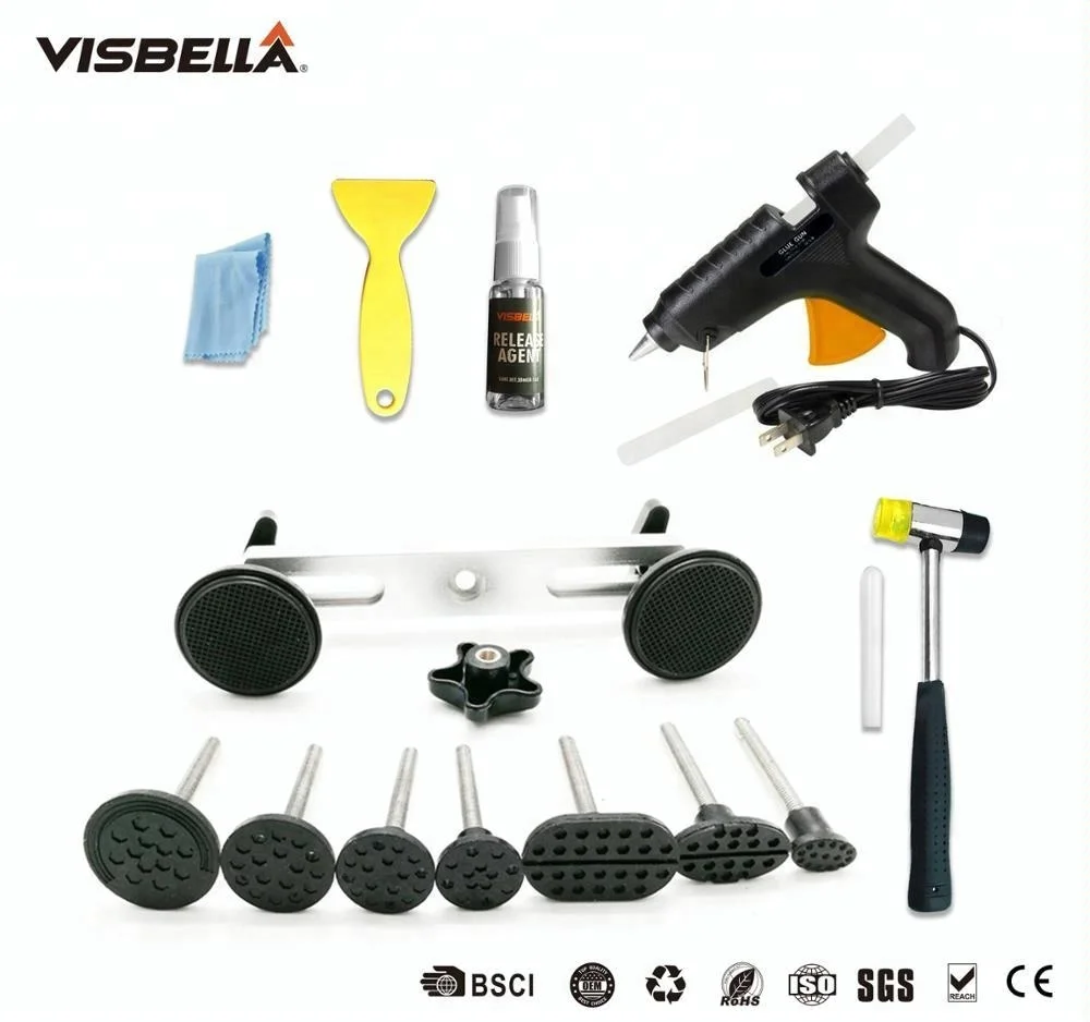 Visbella Car Dent Repair Kit Professional for Auto  Doors Coffer Roof Remover Puller Pulling with Glue Gun Hand Tool Sets