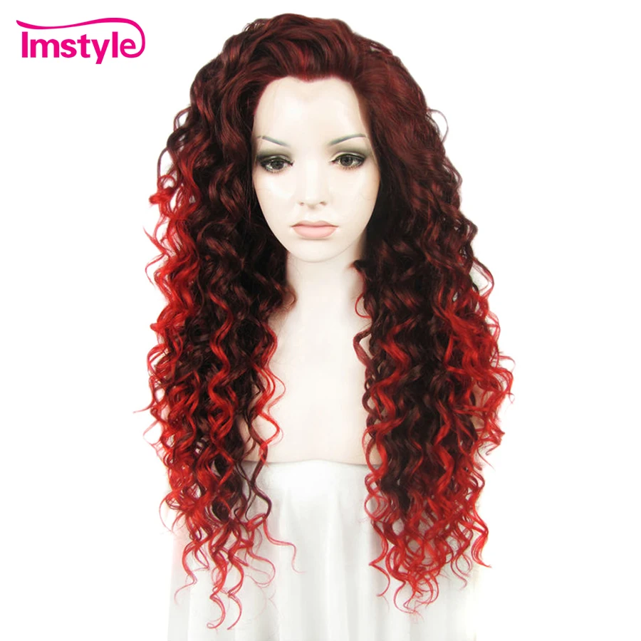 Искусственные волосы Imstyle Жокейские красные термостойкие 26 дюймов|wig lace front wig|wig