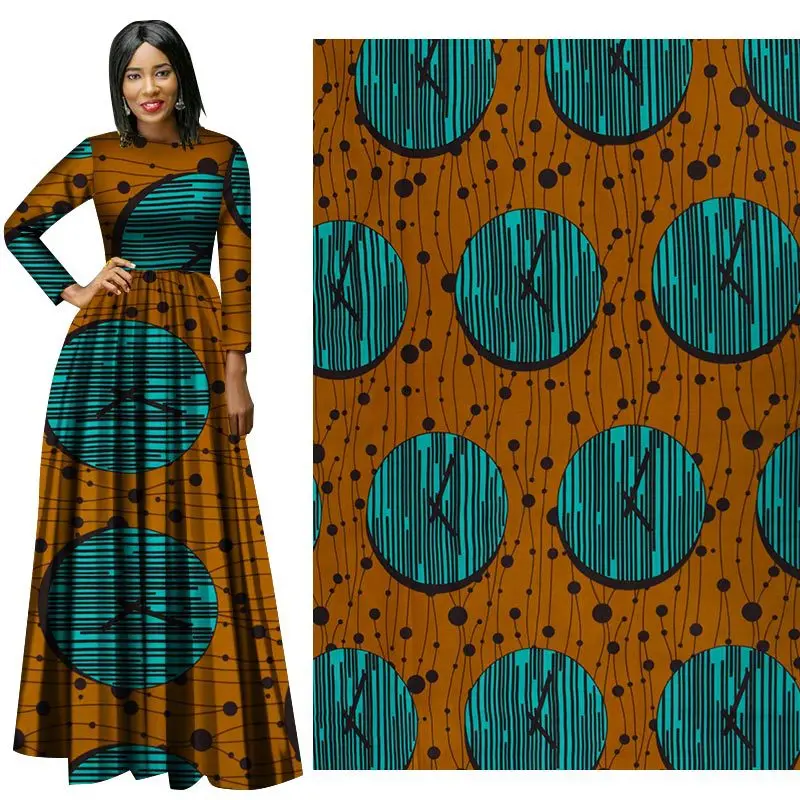 

Clock Brown 2019 wholesale of new national wind cotton printed cloth plain printed cloth african wax cotton fabric tecidos