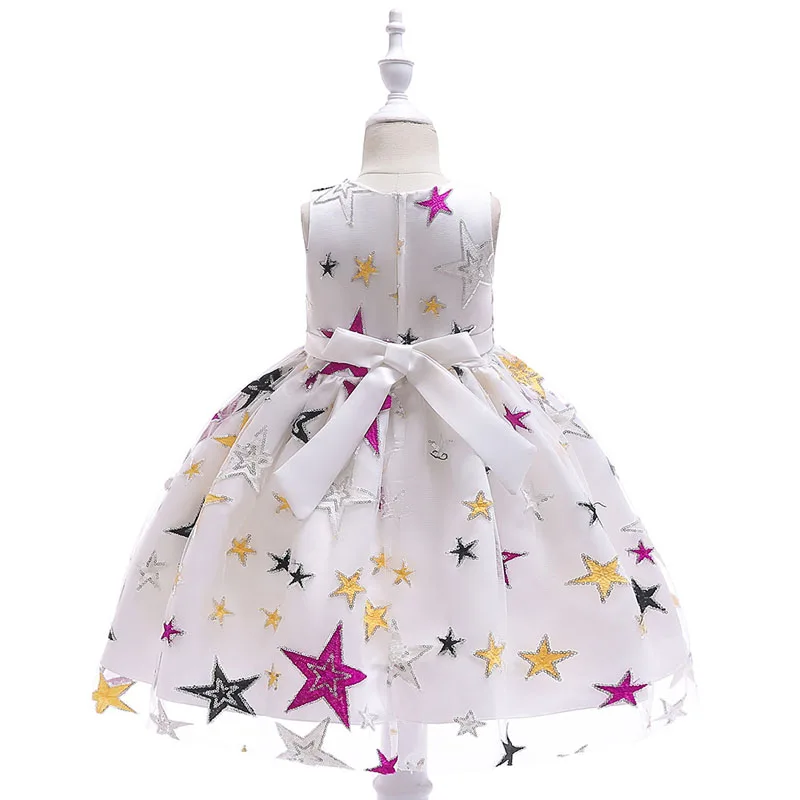 U-SWEAR 2019 Новое поступление детские для девочек в цветочек платья без рукавов с круглым вырезом Star вышивка блестками шифоновое бальное