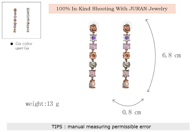 2 цвета романтические радужные длинные висячие серьги для женщин правильной геометрической формы, Модный кристалл капли Brincos juran модное Ювелирное Украшение