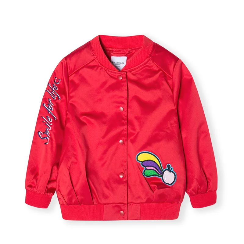 Balabala/детская одежда; куртка для девочек; бейсбольная форма; весна г.; новые детские мягкие хлопковые куртки в Корейском стиле - Цвет: Chinese Red
