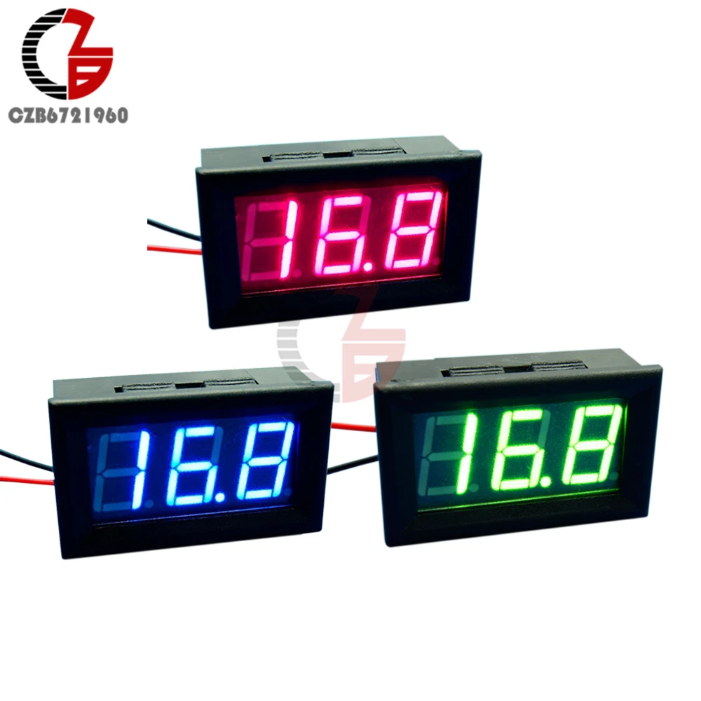 0.56 Mini DC 5-120V Voltmeter LED Panel 3 Digital Display Voltage Meter 2 Wire 