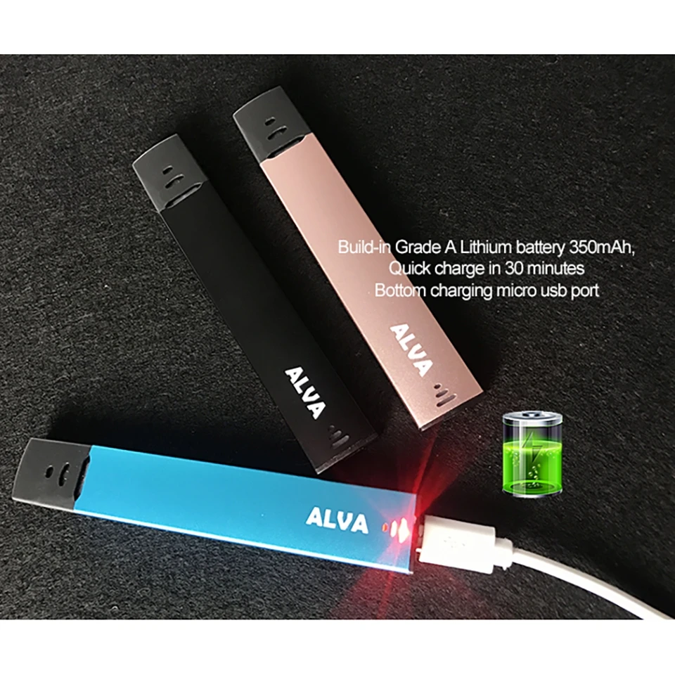 Original mini Longmada ALVA Vaporizer Kit Ceramic Cotton Core CBD Vape Pen 350mAh Battery With 1.0 ml Pod Cartridge Starter Kit