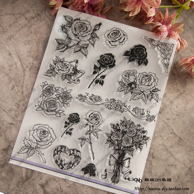 

Rose transparent silicone clear stamps DIY photo album / album book decorative souvenir sheet YJ6608