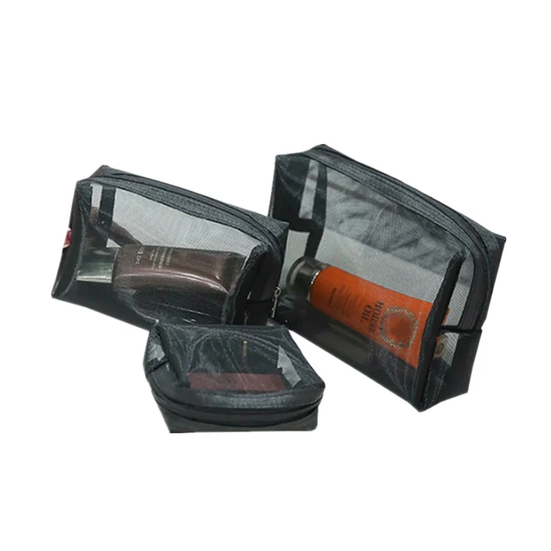 PURDORED 1 قطعة شبكة سوداء التجميل حقيبة سستة حقيبة مستحضرات تجميل للنساء غسل حقيبة مستحضرات تجميل neceser maquillaje دروبشيبينغ