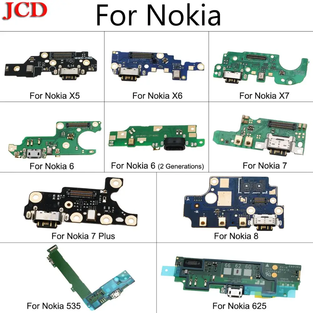 

JCD USB Charging Port Dock Jack Socket Connector Charge Board Flex Cable With Microphone For Nokia 6 7 Plus 8 X5 X6 X7 535 625