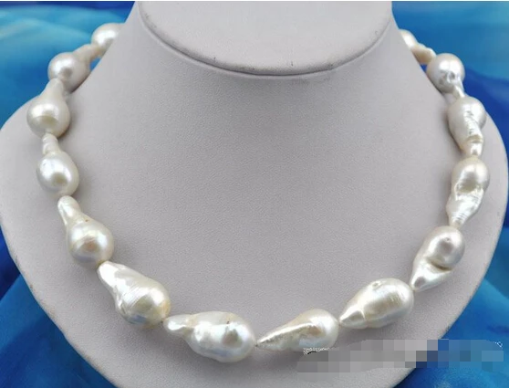 

HOT## Wholesale > 18"27mm baroque white reborn keshi pearl necklace