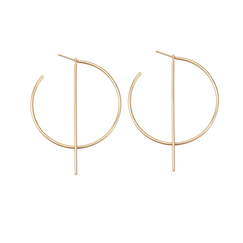 

MISANANRYNE Exaggerated Large Single Circle Drop Earrings for Women Gold-color Stainless Steel Long Dangle Earring
