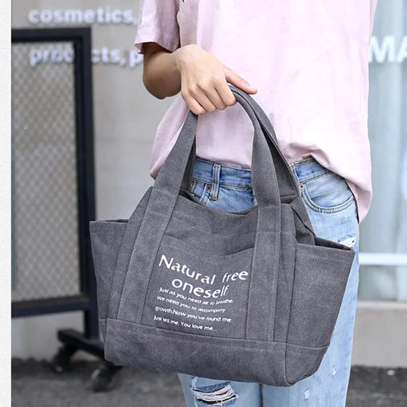 

Letter canvas bag ladies handbags Korean version of the shoulder shopping travel leisure retro tide package big canvas bag