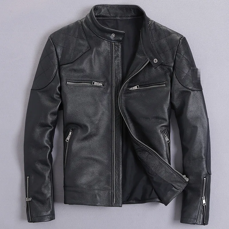 YOLANFAIRY, натуральная козья кожа, кожаная мужская куртка, весна-осень, короткая, тонкая, мотоциклетная куртка-бомбер, куртки casacas de cuero MF032