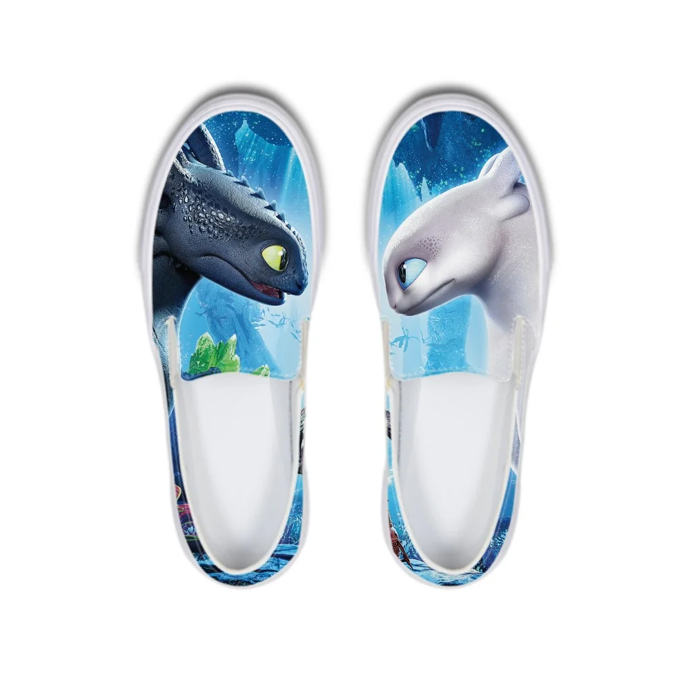 

How To Train Your Dragon Print Ladies Canvas Flats Asymmetric Platform Shoes School Girls Loafers Woman zapatos de mujer