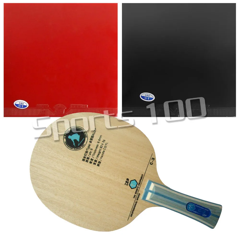 

Pro Table Tennis Combo Paddle Racket RITC729 C-3 Blade with 2x Super FX Rubbers Long Shakehand-FL