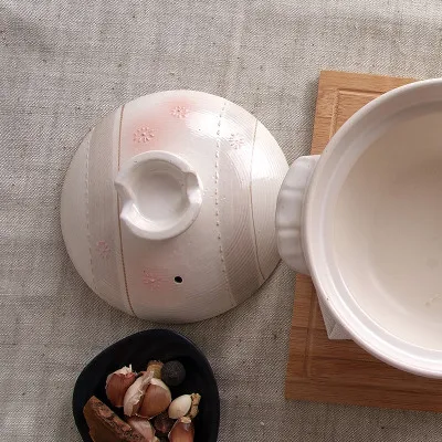 Китайская кастрюля Сакура, Бытовая керамика, огнеупорная рисовая конджи, тушеная курица на пару, рисовый суп, горячий горшок - Цвет: Розовый