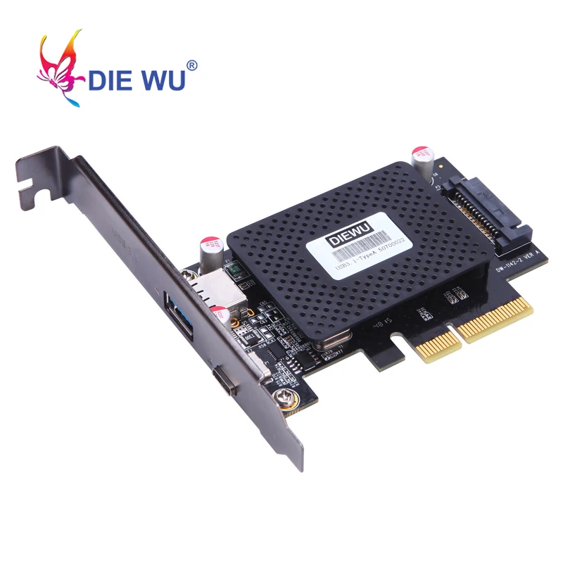 DIEWU USB 3,1 type C PCIe Плата расширения PCI-e до 1 type C 1 type A 3,0 USB адаптер PCI Express контроллер концентратор для настольного ПК