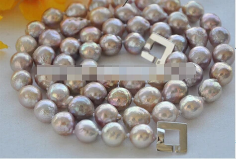 

Free shipping >>@ 832 Lavender 11mm round keshi reborn freshater pearl necklace 33inch