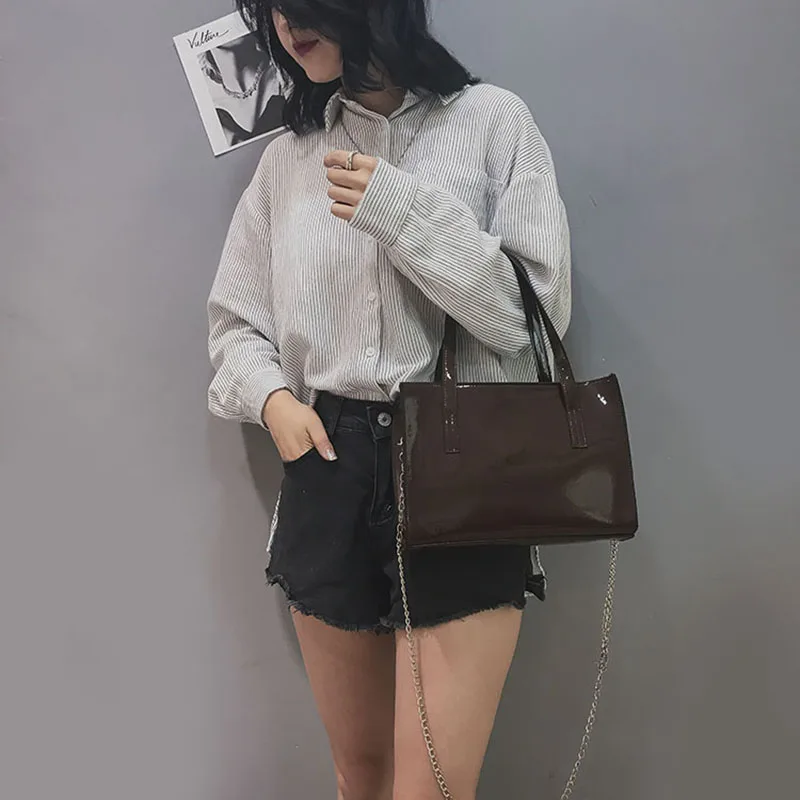 Для женщин сумка PU большие сумки Сумки цепи Crossbody для модные Корейский стиль