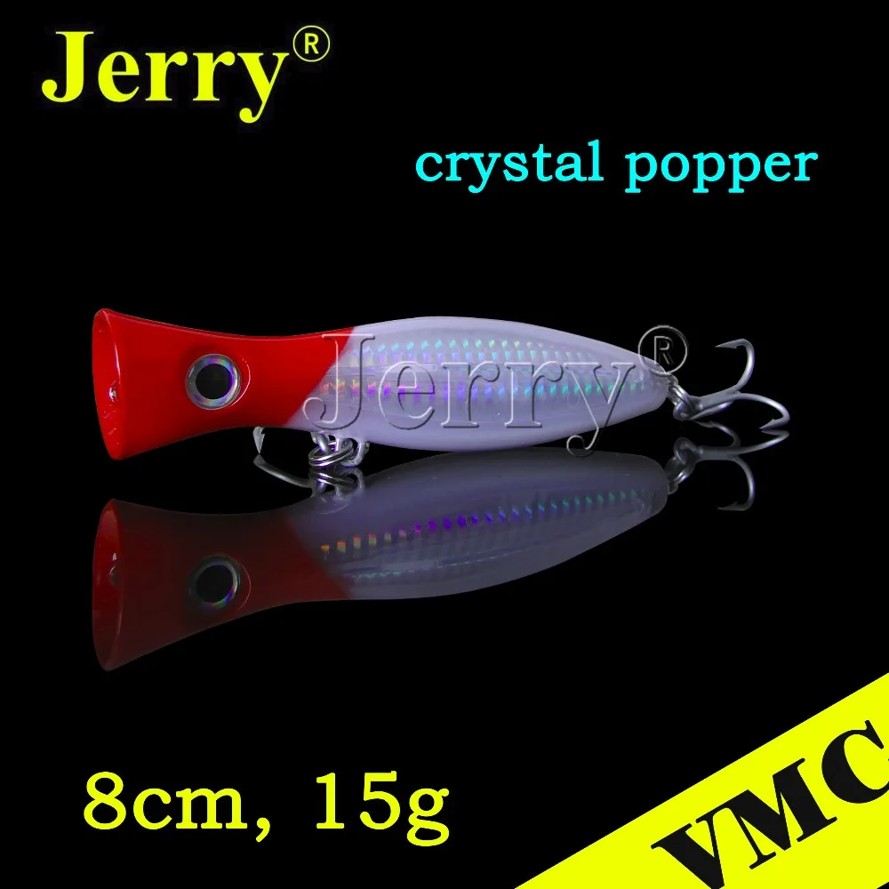 Джерри 1шт 8см 15г кристалл Поппер приманка для баса лучшей блесны поверхности приманки глубокий море и берег морской рыбалки приманки