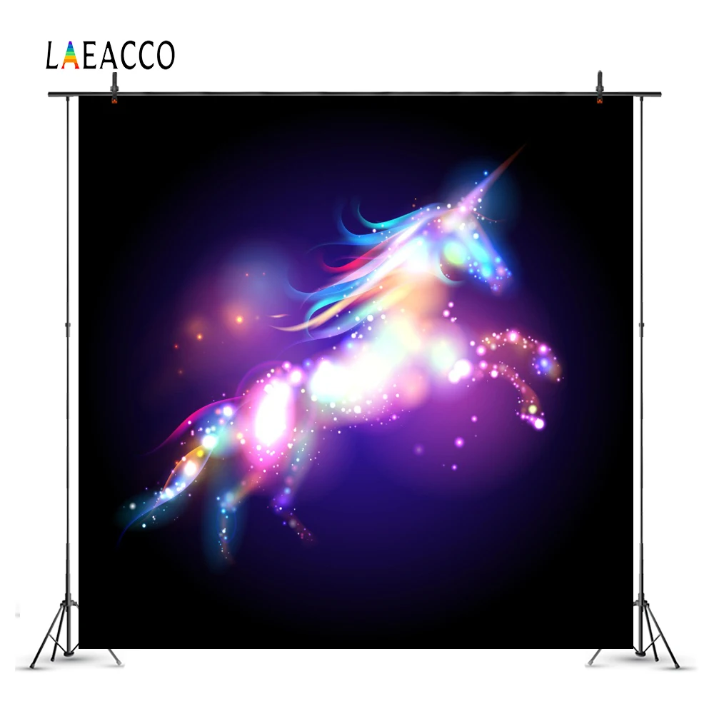 

Laeacco Dreamlike Unicorn Baby Light Bokeh Party Photography Backgrounds Customized Photographic Backdrops For Photo Studio