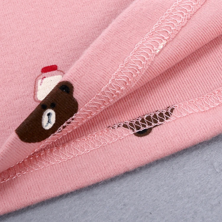 cartoon bear print long sleeve  baby homewear  O-Neck baby clothes set elastic breathable fabric (2)