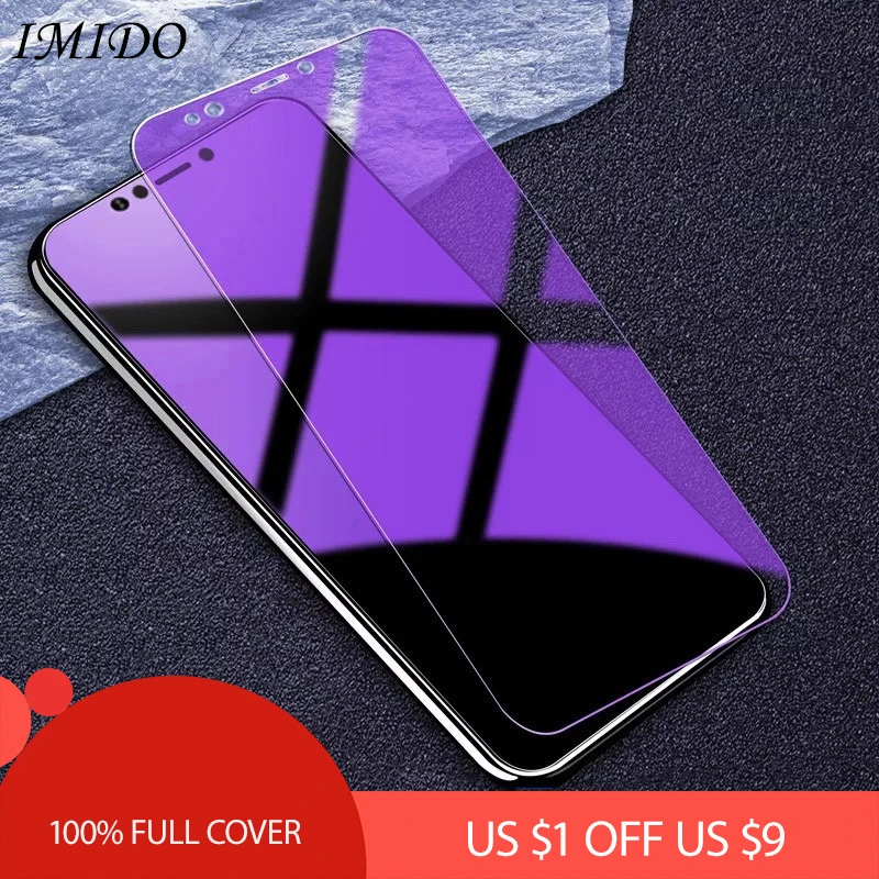 

IMIDO Full Coverage Anti Blue Tempered Glass for Huawei Y9 2018 Y7 Prime Y6 Y5 2017 Anti Blue-ray Screen Protector Film