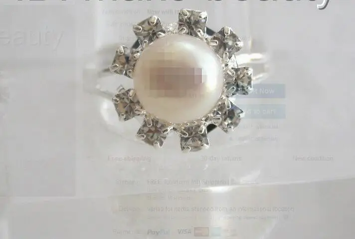 

Wholesale price 16new ^^^^stunning big 13mm round white freshwater cultured pearl ring b185
