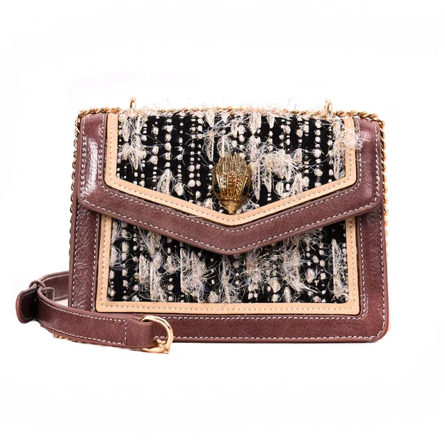 Bird eagle head Lock Chains Crossbody bag Wool Hairy felt knitting