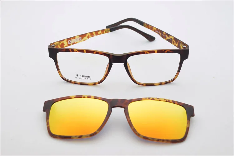 Очки с оправой для мужчин с поляризованными магнитными зажимами, солнцезащитные очки для близорукости, очки с линзами по рецепту, зеркало для вождения JKK75 - Цвет оправы: Tortoise wh coating
