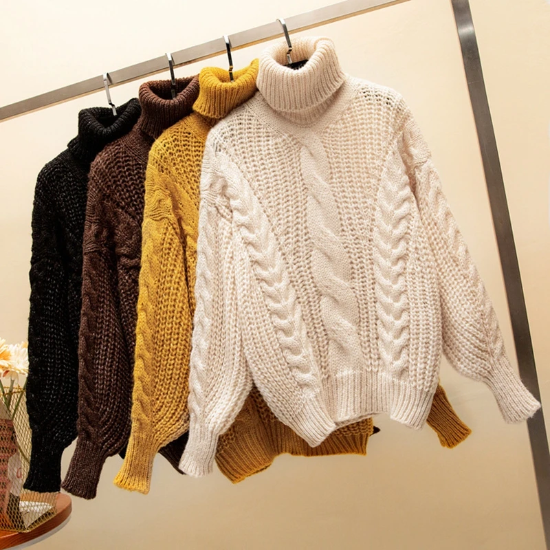 UULZZOR, мода, Повседневный, твист, однотонный, водолазка, женский свитер, утолщенные, женские пуловеры, корейский, теплый, зимний женский джемпер