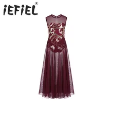 Iefiel для детей для девочек; платье с цветочным узором, с блестками Танцы бака трико Макси платье для торжества духа похвалу лиричная; Одежда для танцев