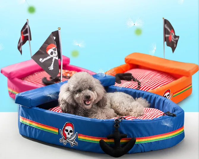 Pirate Boat Pet Cushion Dog Bed House Cat Bed Cushion Kennel Pens Doggy