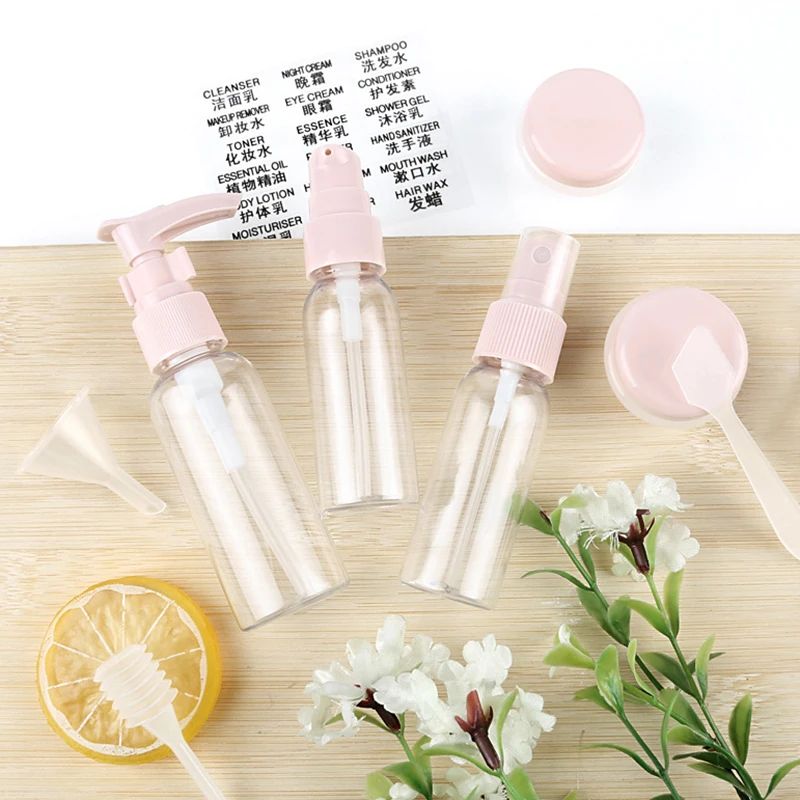 

9pcs/set Empty Cosmetic Container Refillable Travel Bottles Set Plastic Face Cream Pot Bottles Cream Lotion Bottles Makeup Tools