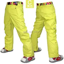 Мужские желтые лыжные брюки, синие лыжные брюки для сноубординга для мужчин, серые зимние штаны, оранжевые водонепроницаемые 10K ветрозащитные