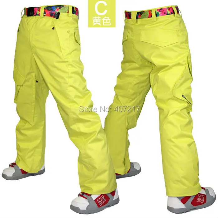 2014 mens yellow skiing pants blue ski snowboarding pants for men gray