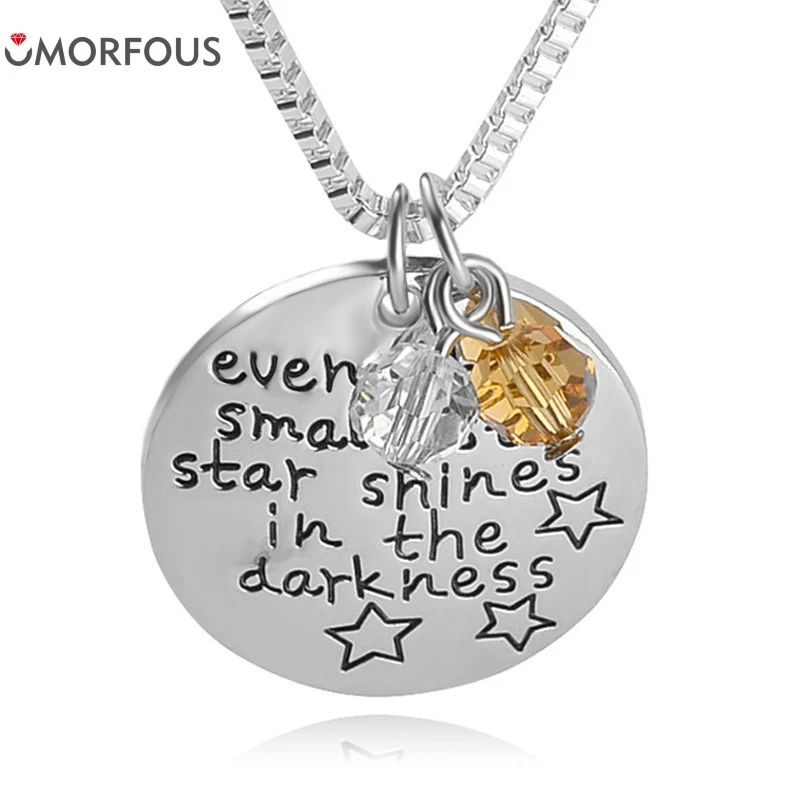 10PCS/Lot Even the smallest star shines in the darkness necklaces lucky beads Charm necklace gift for children daughter jewelry