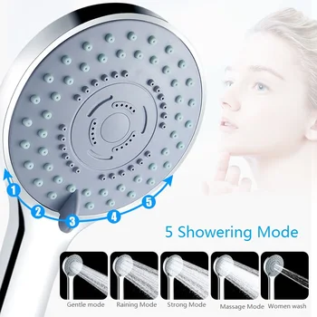 5Position Water Saving Shower Head Five Mode Showering Water Pressure Boost Shower Head Relax Shower Head High Pressure пижама relax mode relax mode mp002xw1ar77