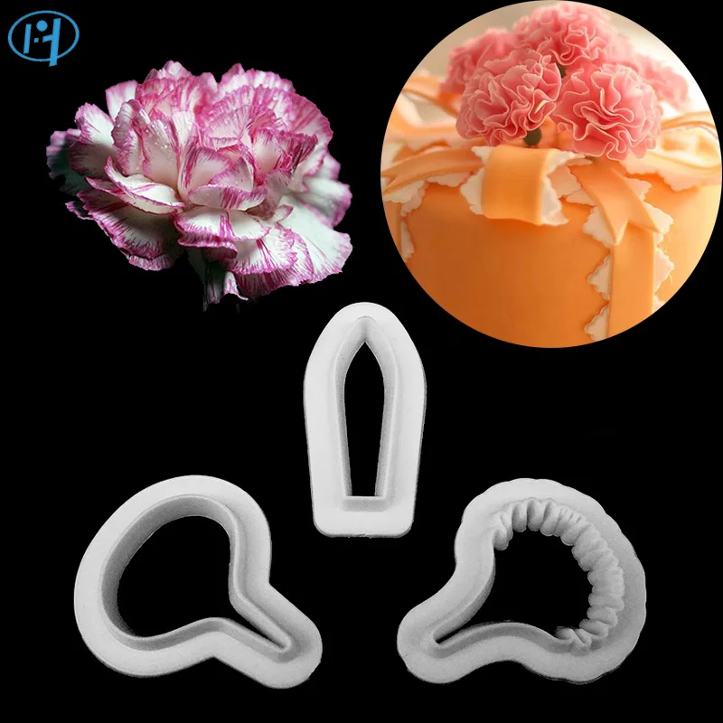 Buy 3Pcs Flower Mold Fondant Cake Embosser Carnation