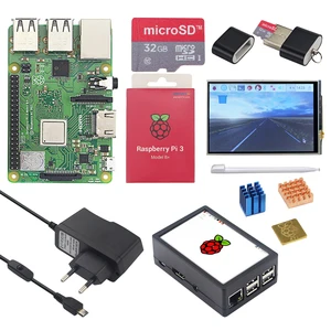 Оригинальный Raspberry Pi 3 Model B + (плюс) плата + 3,5 дюймов сенсорный экран + адаптер питания 1,4 ГГц четырехъядерный 64 бит процессор WiFi и Bluetooth - изображение