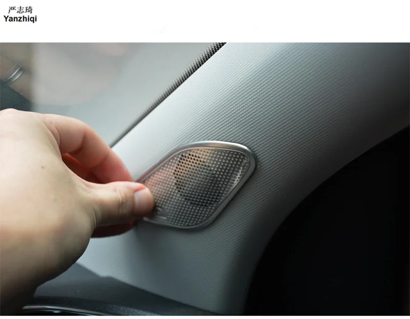 

2pcs/lot Car stickers Stainless steel A pillar Column sound speaker cover decoration for 2011-2017 Volkswagen VW POLO
