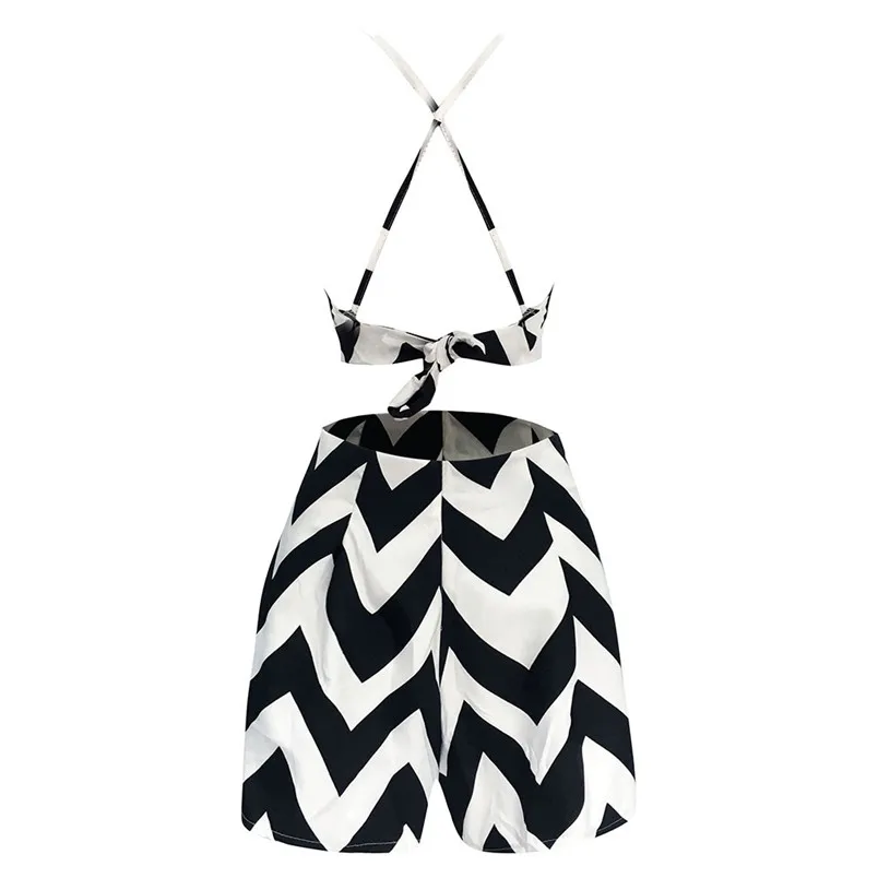 Ladies Summer Sexy Fashion Billowy Striped Suit Short Women Girls Beach Party Suits Conjuntos De Mujer 40JU06 (11)