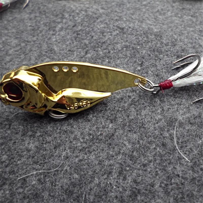 1pcs 5g/10g/15g Metal vib with Treble hooks pesca jig artificial bait spoon fishing bait cicada lure bass vib