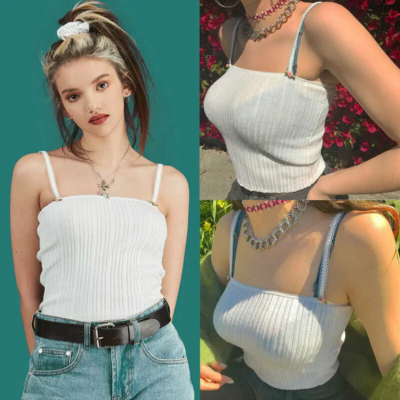 

Fashion Women Summer Solid Color Tank Tops Ladies Casual Off Shoulder Sleeveless Top Straps Camis New arrival