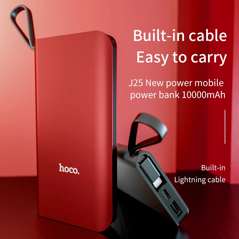  HOCO Power Bank 10000mAh Portable Fast Charging Cable Micro USB Type C Powerbank for iPhone X 8 Sam