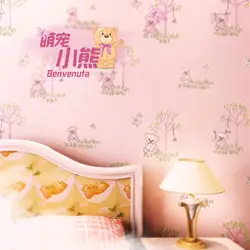 Экологический рельефный тисненый 3D мультфильм Медведь samll дерево нетканые обои спальня мальчика Девочки Милая Детская комната Розовые