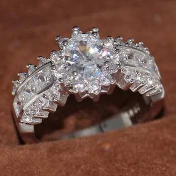 

Original Luxury Jewelry Vecalon Brand 10KT White Gold Filled 5A Clear Zirconia CZ Classical Princess Women Wedding Rings Gift