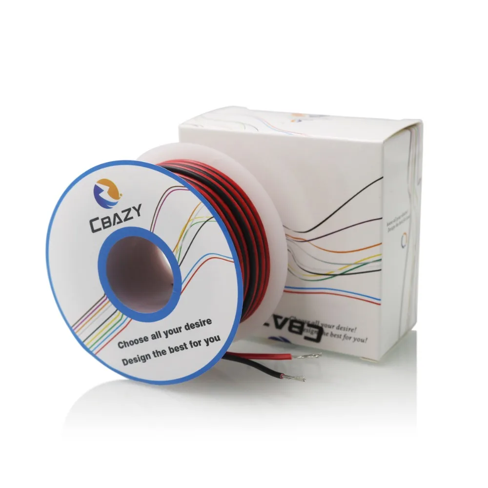 CBAZY 22AWG 2 контактный жесткий провод красный и черный 22ga кабель удлинитель