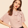 Blusa Marshmallow rosa con cinta elengante Paraíso de la Moda | PdM