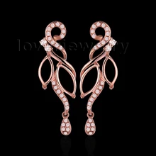 Специальный раздел 18 К розовое золото алмаз полу крепление маркиза обручальные серьги ювелирные украшения для женщин Свадьба WP047