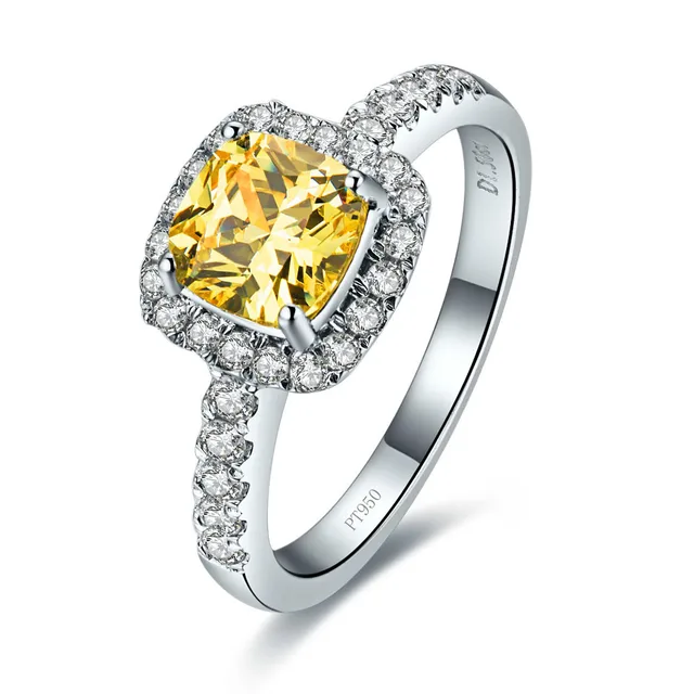1ct 18karat White Gold Yellow Cushion Cut Marvellous Synthetic 1ct 18karat White Gold Yellow Cushion Cut Marvellous Synthetic Diamonds Wedding Ring For Women High Quality