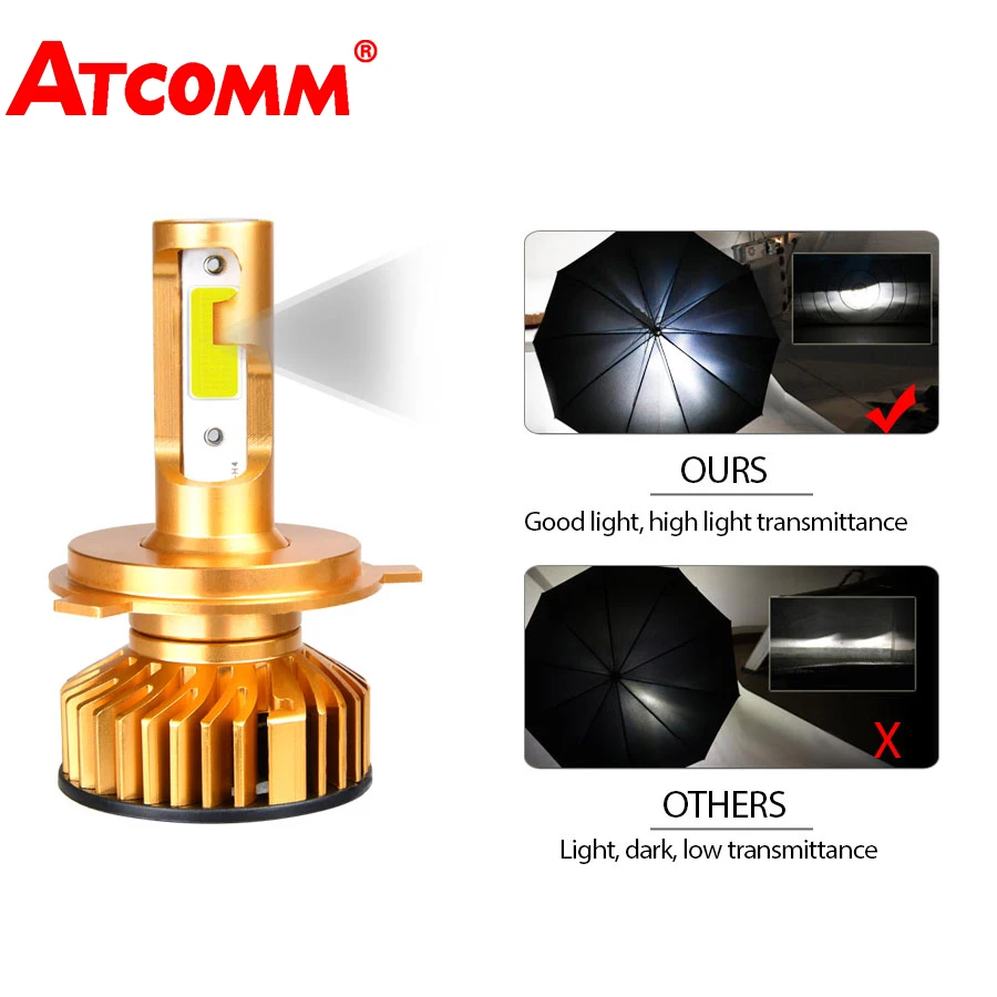 

ATcomm 2 pcs h4 led h7 High low beam Car Headlight Bulbs Kit LED 6500K 72W 8000LM H1 H11 9005 HB3 9006 HB4 H8 H9 Auto Headlamp